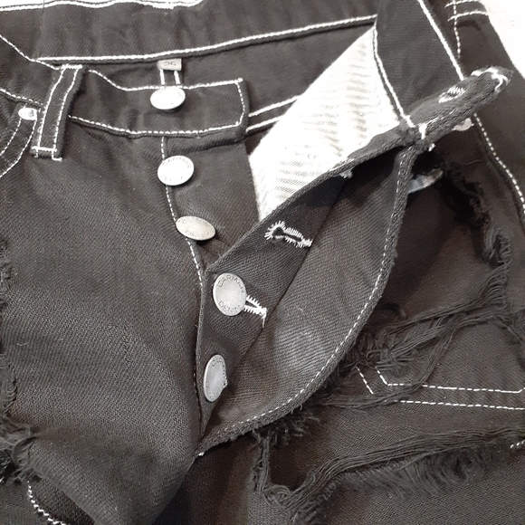 LF Carmar Black Distressed Hi Rise Jean Shorts 25 NWOT - Picture 2 of 5